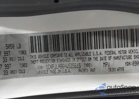 2017 Jeep Cherokee Sport Fwd из США, поврежденный, VIN 1C4PJLAB6HW535615